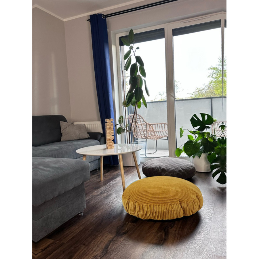 Nowoczesna pufa okrągła poduszka niska - siedzisko 70x70 cm