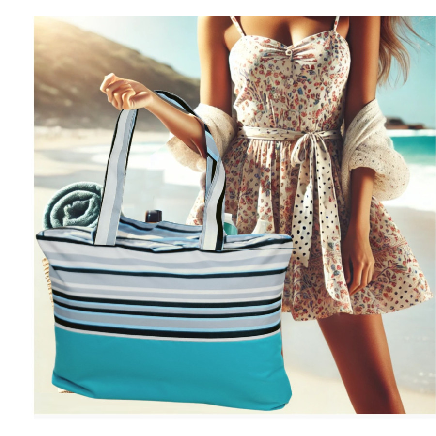 Torba na plażę wodoodporna z kieszonką 55x40 cm