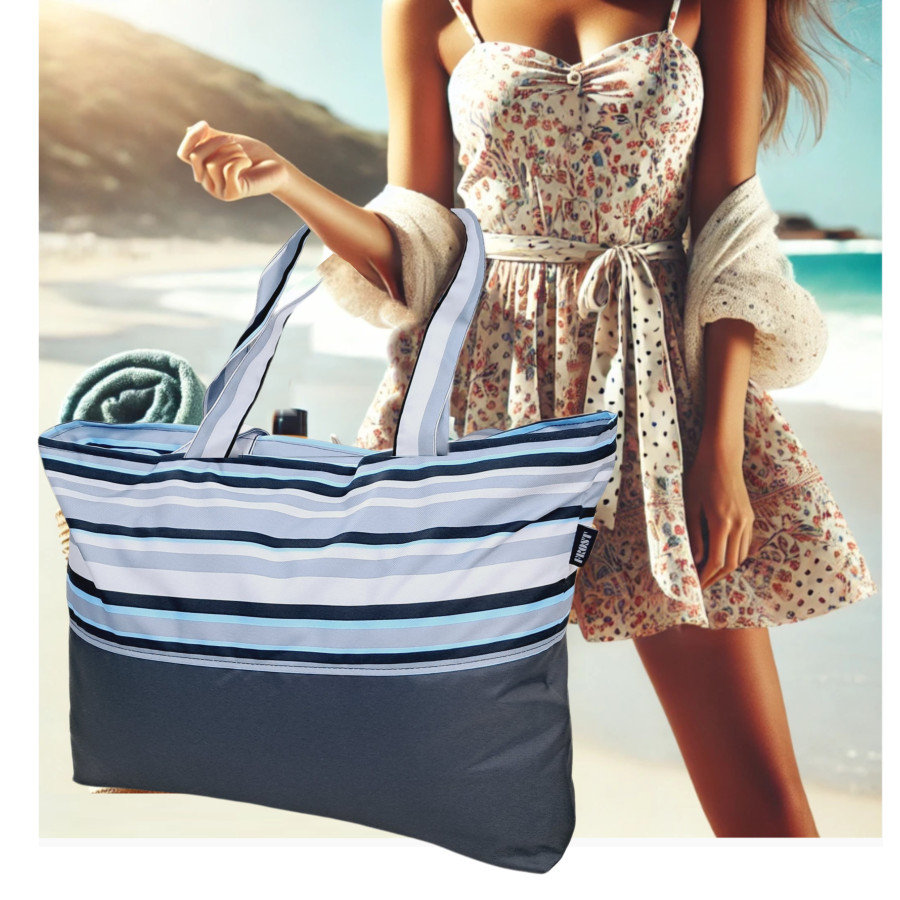 Torba na plażę wodoodporna z kieszonką 55x40 cm