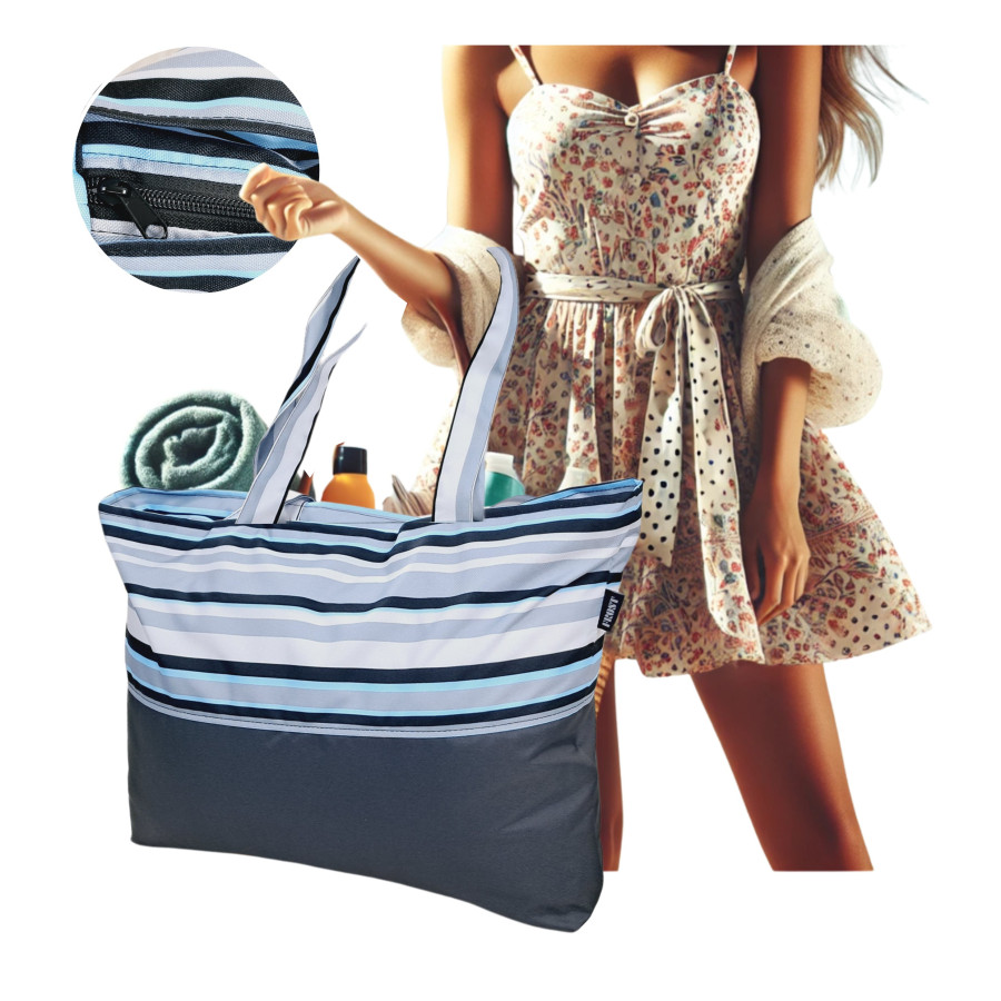 Torba na plażę wodoodporna z kieszonką 55x40 cm